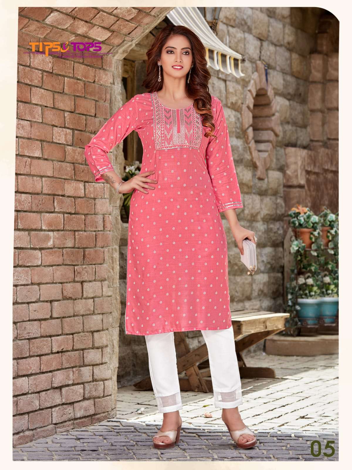 Tips & Tops-Satrangi-Rayon-Slub-Printed-Embroidery-Work-Kurti-Cotton-Lace-Work-Pant-05